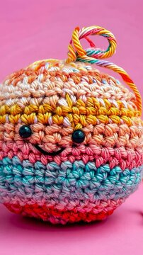 Colorful Crochet Orb with Happy Face
