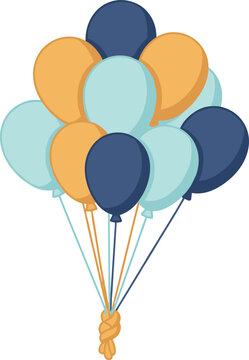 Bunch of Party Balloons Bundle Tied Together with String Illustration