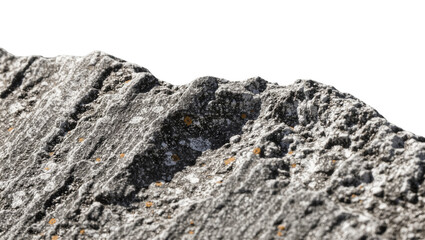 Rough grey weathered granite rock with lichen spots, isolated on transparent background © Mira