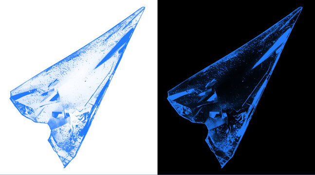 Blue crystal arrowhead illustration, sharp translucent quartz spearhead icons, glowing mineral stone shards on black and white backgrounds