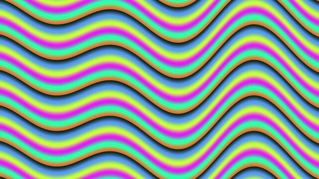 Abstract Neon Wavy Lines Moving and Flowing Continuously With Vibrant Colors and Soft Shadows