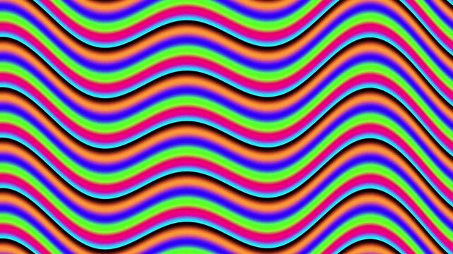 Psychedelic Multicolor Wavy Lines Flowing and Morphing Continuously in Seamless Loop Animation