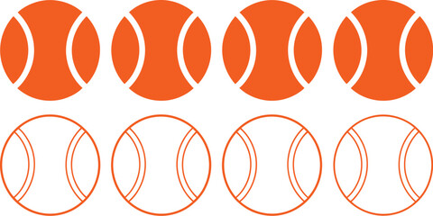 Tennis ball vector icons, static and motion sport symbols for match training practice games tournaments athletics and recreational activities. © VectorPeak