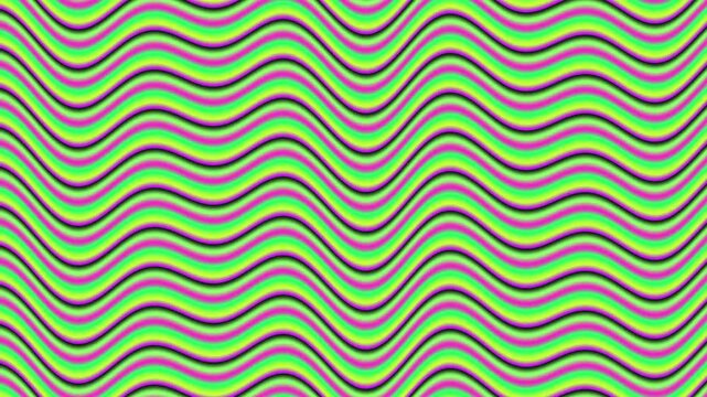 Abstract Neon Wave Motion Background With Green and Pink Lines Flowing Smoothly