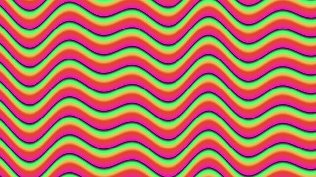 Abstract Neon Wave Background With Vibrant Pink and Green Glowing Lines Moving Smoothly