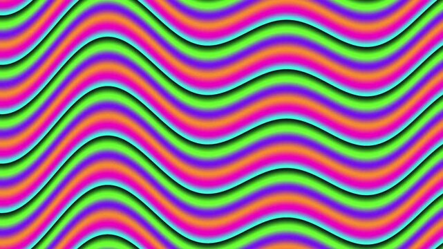 Abstract Neon Wavy Lines Moving and Flowing Continuously With Vibrant Colors and Soft Shadow Effects