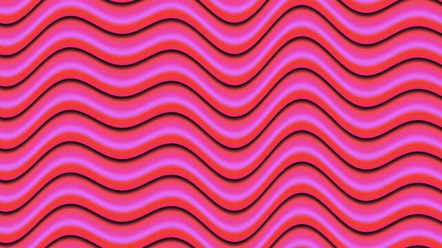 Abstract Pink and Orange Wavy Lines Motion Background With Soft Shadows and Seamless Loop