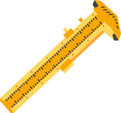 Yellow Vernier Caliper Illustration for Educational and Engineering Measurement