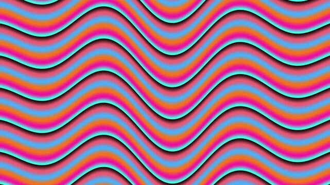 Abstract Vj Loop With Colorful Flowing Wavy Lines and Retro Vibrant Gradient Tones