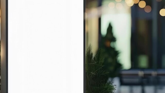 Pine Tree Branch with Festive Bokeh Lights and Copy Space