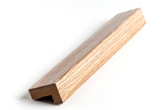 Dark Wood Effect L Shaped Molding Profile Isolated on White Background