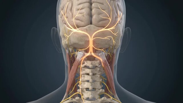 Cervicogenic Headache Visualization Showing Upper Cervical Pain Pathway for Medical Education
