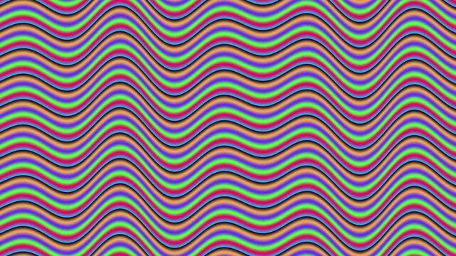 Psychedelic Abstract Wave Motion Background With Vibrant Multi Colored Ripples and Optical Illusion