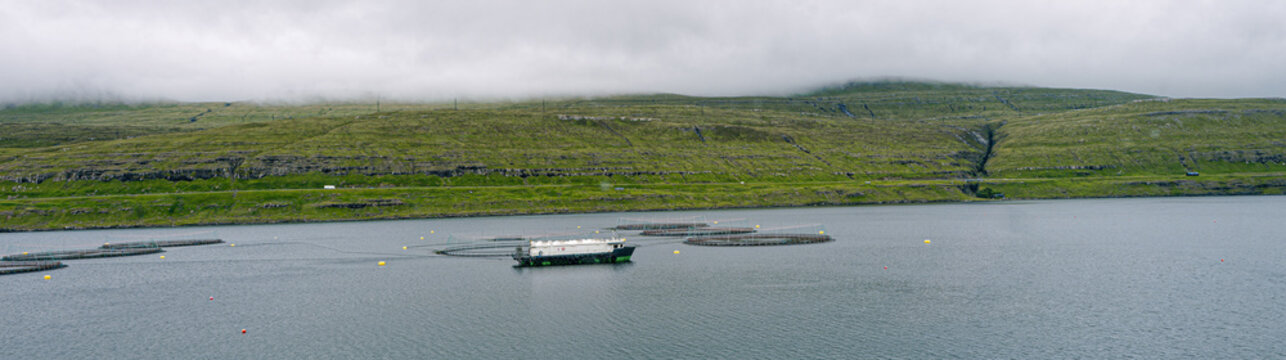 Salmon Farms Beneath the Faroese Hills