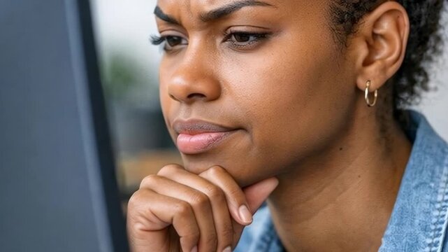 Thoughtful African American Woman Contemplating a Decision