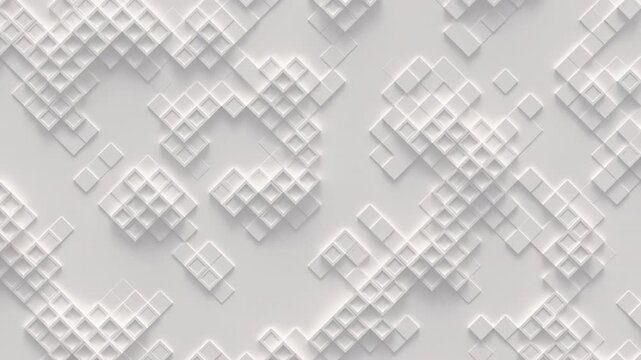 Abstract motion background from random moving cubes, seamless loop animation.
