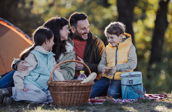 Familiy enjoying picnic in the park