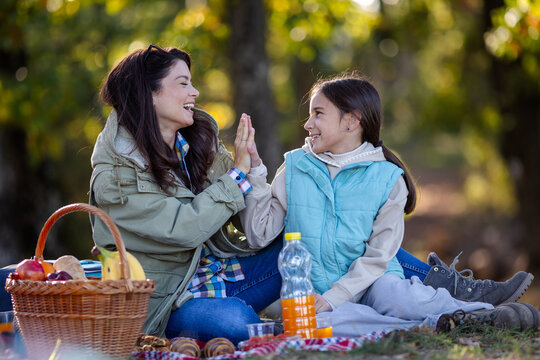 Familiy enjoying picnic in the park