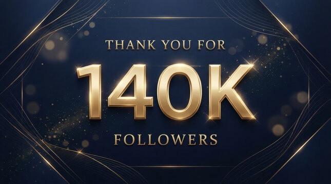 Thank You For 140K Followers Gold Celebration Social Media Milestone Banner Design