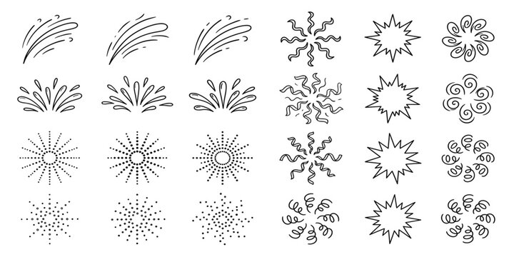 boodle line sparkles and rays hand drawn explosion lines confetti sun burst decorative
