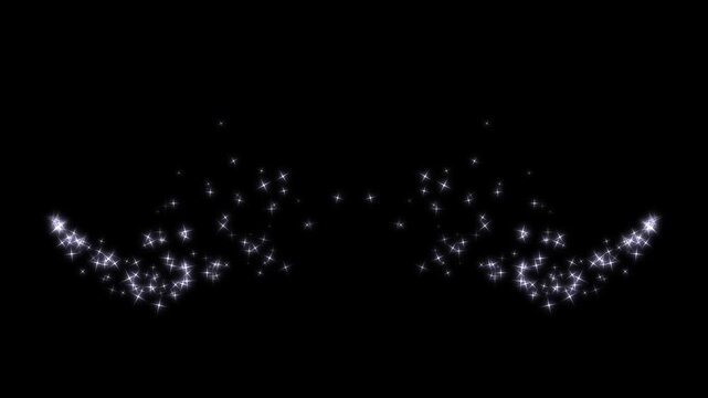 Luxury white glitter sparkles line trail, magic dust, pixie star particles, twinkling fairy shimmer, glowing christmas sparkle motion, overlay effect, black screen background, 4k video