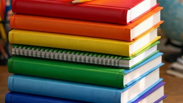 Stack of Colorful Notebooks for Education and Organization