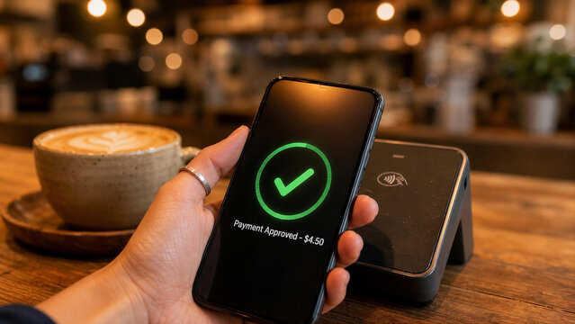 POV Contactless Mobile Payment Confirmation &mdash; Smartphone Tap to Pay App Macro