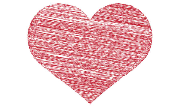 Red Hand Drawn Heart Textured Valentine Symbol
