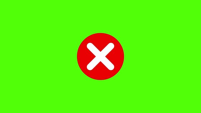 Animated wrong mark red icon and 4k