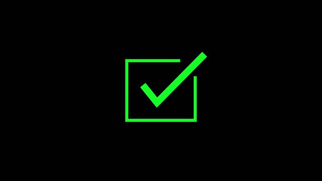 Animated green check mark icon. right check mark icon transparent background 4k video