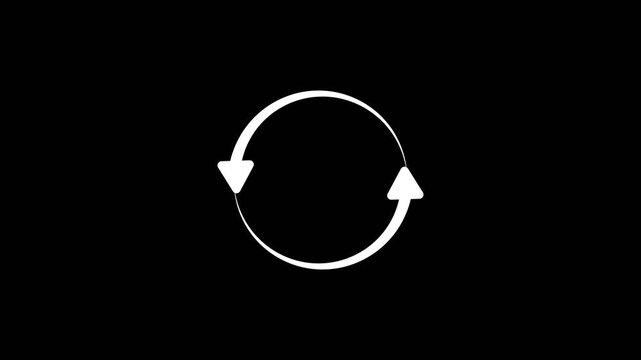 White circle arrow refresh icon,on a black background 4k
