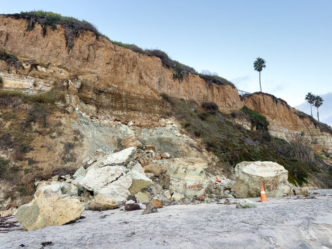 Coastal Bluff Collapse and Erosion in Cardiff by the Sea Southern California