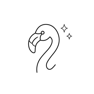 Cute flamingo head outline vector icon for tropical and nature design
