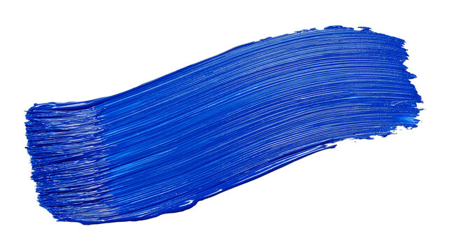 Isolated vibrant blue paint stroke with rich textured smear, artistic brush effect, creative liquid element