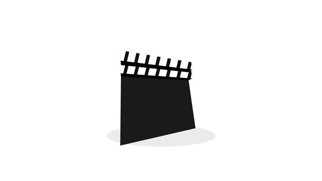Minimalist 3D animated film clapperboard movie slate on clean white background for cinema production