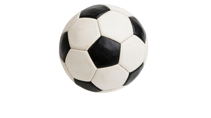 Fototapeta premium Isolated classic soccer ball with black and white panels, traditional sports game equipment