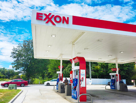 Exxon Gas Station in Dunn, North Carolina, USA 