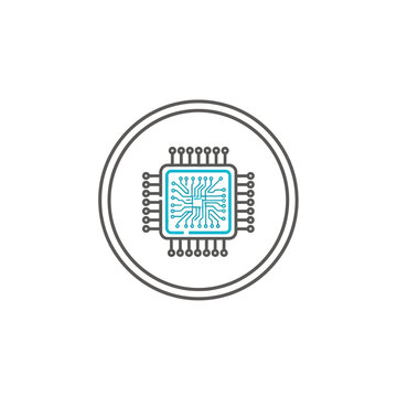 Central Processing Unit Microchip Technology Icon In Circle