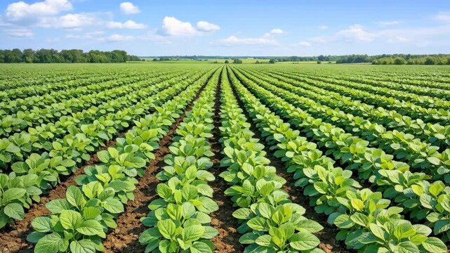 Rows of Green Cabbage in a Vast Agricultural Field
