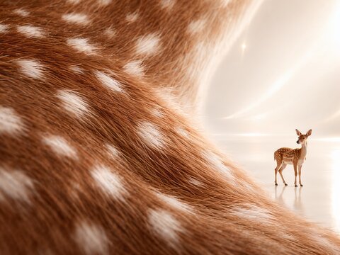 The texture of brown and white spotted deer fur.