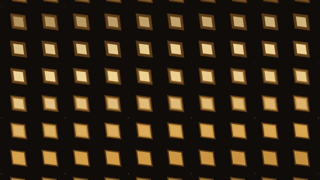 Mosa&iuml;que de carr&eacute;s LED dor&eacute;s lumineux pulsant sur fond noir