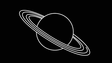 Minimalist Line Art Saturn Planet Icon © ISLAH