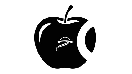Abstract Apple Icon with Saturn Planet Motif © ISLAH