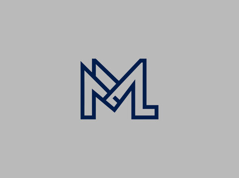 Minimalist Blue Monogram ML Logo Design