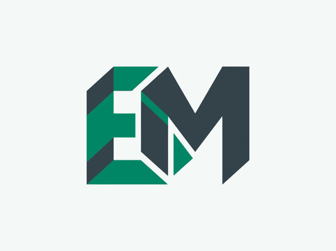 Modern Abstract Geometric Em Logo Design On White Background