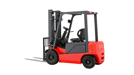 Isolated red and black forklift industrial vehicle for warehouse logistics cargo transport equipment © Ioana