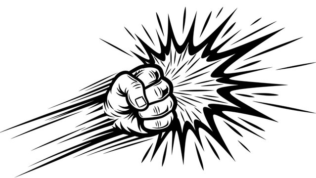 Comic Book Style Punching Fist Illustration