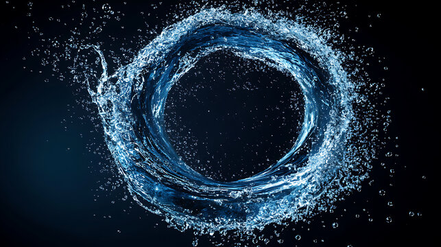 top view of blue water vortex whirlpool, dark water swirl