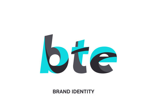 Modern Bte Typography Logo Design with Cyan and Gray Elements