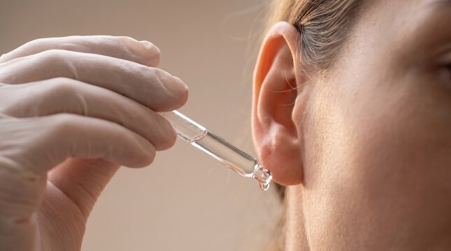 Dermatologist performing skin patch test behind patient ear